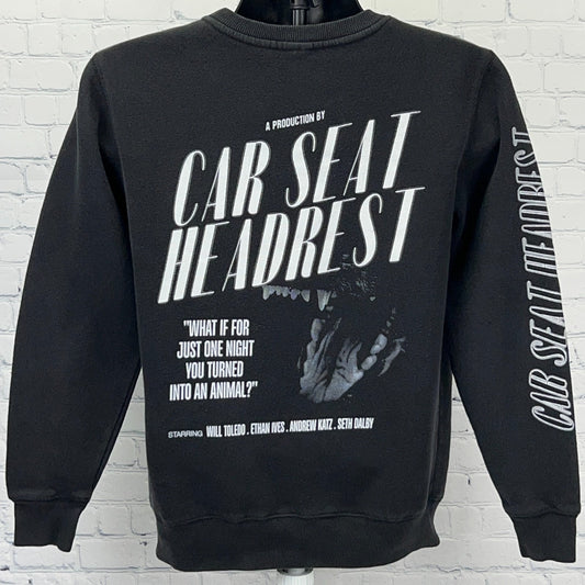 Unbranded black sweatshirt featuring Car Seat Headrest graphic design and vintage style