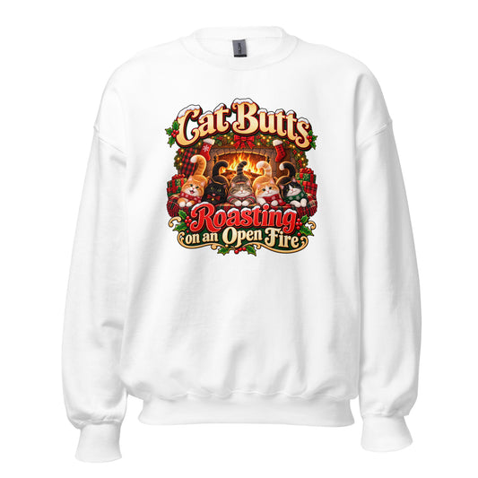 Neonvtg White Sweatshirt featuring Christmas Cats design with playful graphics