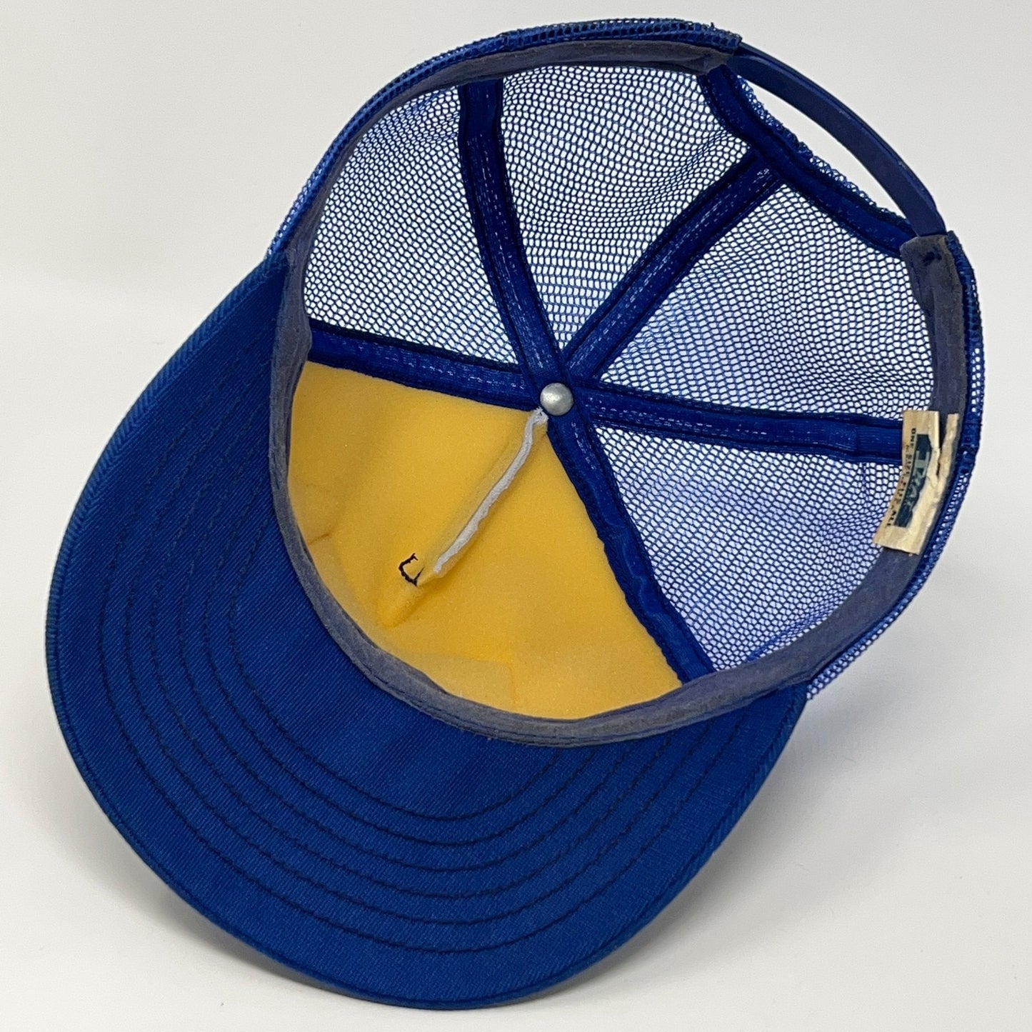 Vintage 80s West America Bank Trucker Hat Baseball Cap Banker Mesh Snapback Blue