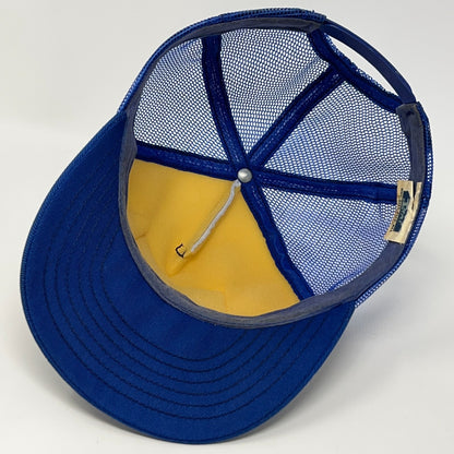 Vintage 80s West America Bank Trucker Hat Baseball Cap Banker Mesh Snapback Blue