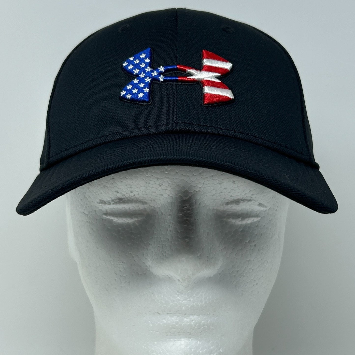 Under Armour UA Freedom Hat Baseball Cap Patriotic USA Black Flex Fitted S-M