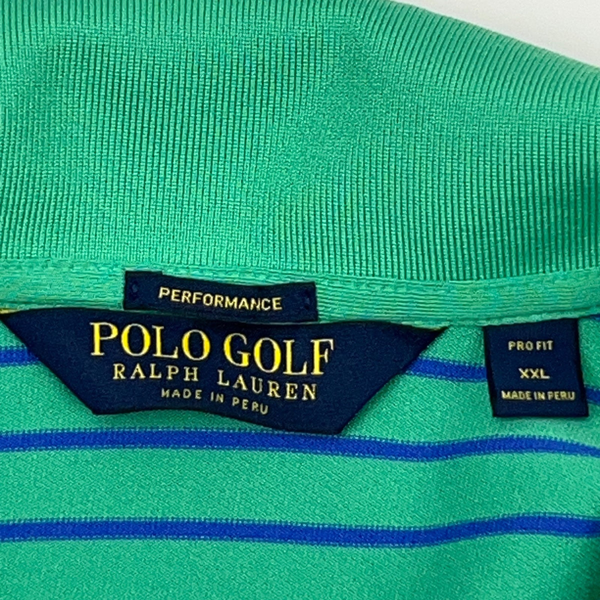 Polo Golf Ralph Lauren Polo Shirt Mens 2XL XXL Green Blue Stripe Performance