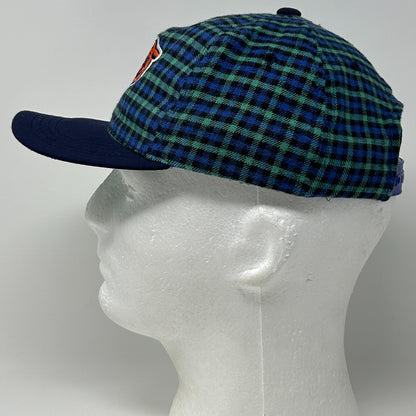 Vintage 90s Chicago Bears Youth Hat Cap Blue Plaid Snapback NFL Football 6 Panel