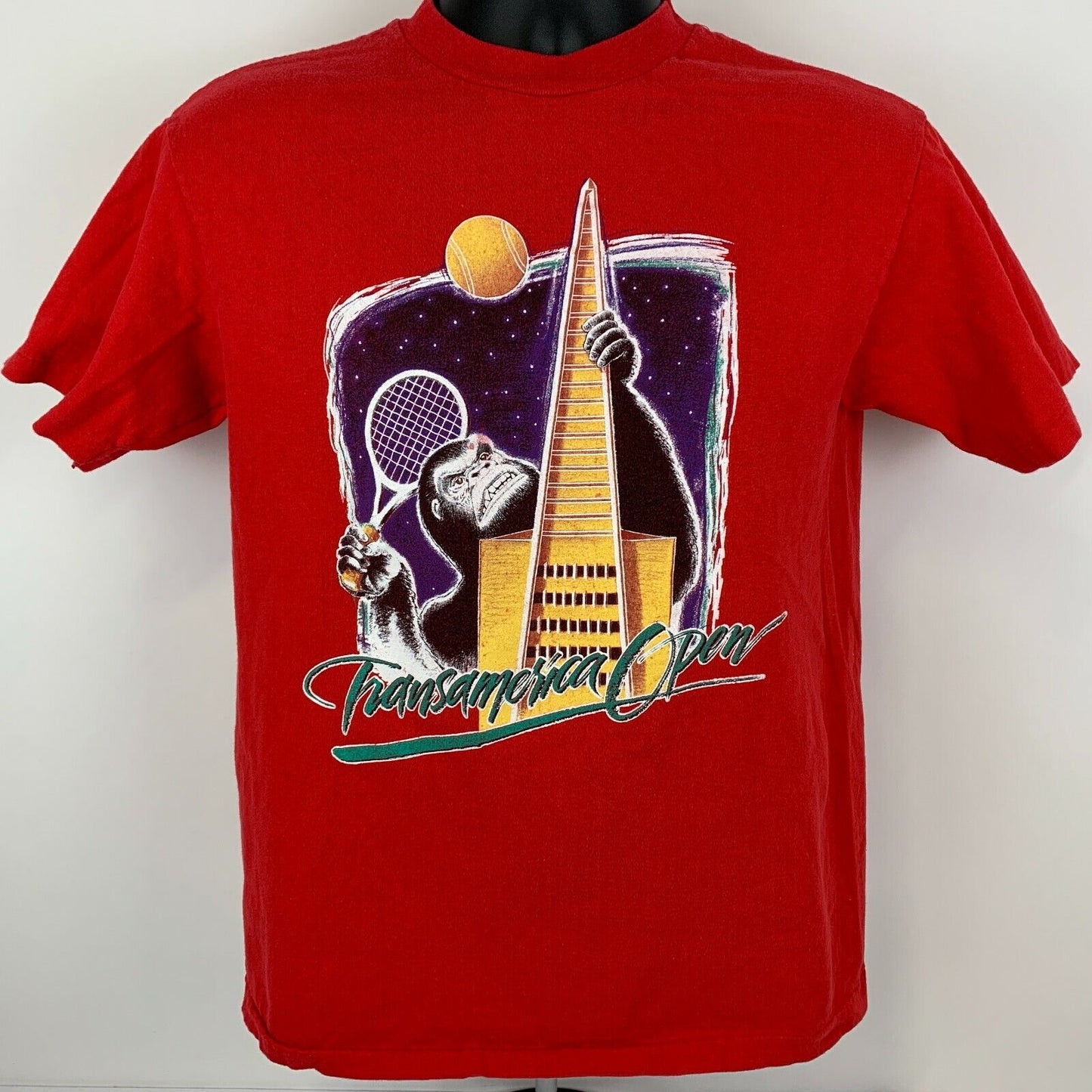 Transamerica Tennis Open Vintage 80s T Shirt Medium San Francisco USA Mens Red