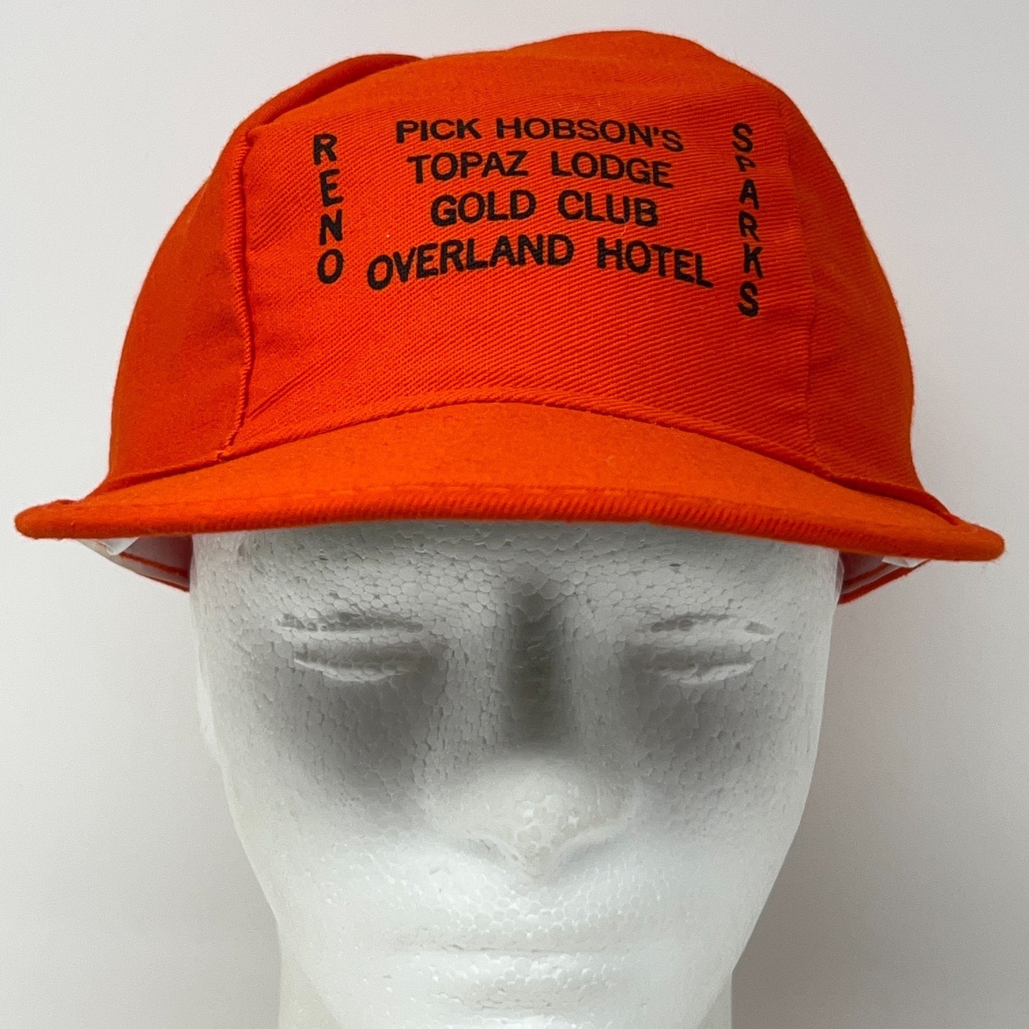 Vintage 70s Pick Hobson Reno Sparks Hat Baseball Cap Nevada Casinos Orange M-L