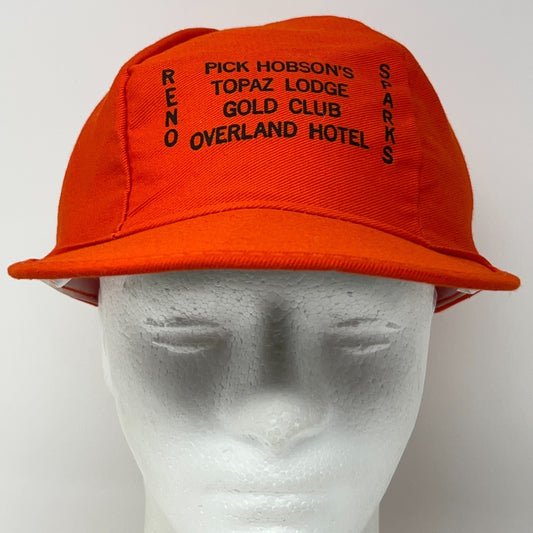 Vintage 70s Pick Hobson Reno Sparks Hat Baseball Cap Nevada Casinos Orange M-L