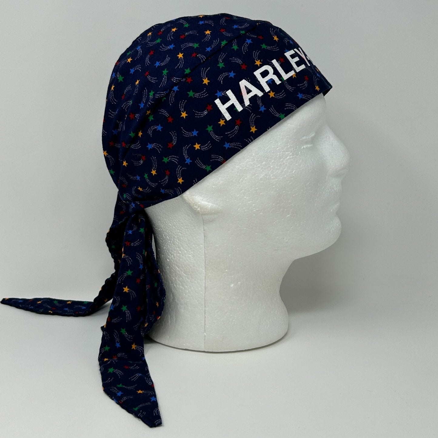 Harley Davidson Skull Cap Head Scarf Bandana Do Rag Durag HD Shooting Stars Blue