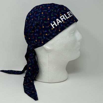 Harley Davidson Skull Cap Head Scarf Bandana Do Rag Durag HD Shooting Stars Blue