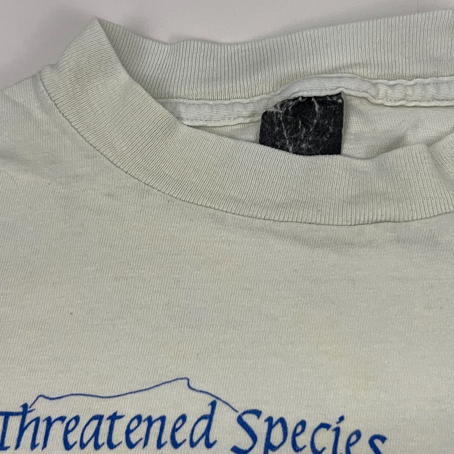 Vintage 80s Threatened Species Elephant Rhinoceros T Shirt White Unisex S Small