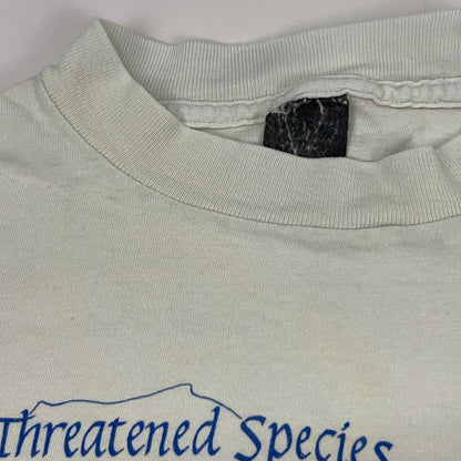 Vintage 80s Threatened Species Elephant Rhinoceros T Shirt White Unisex S Small