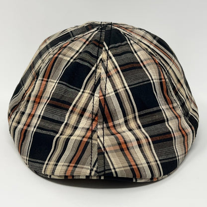 Vintage Crown Co Plaid Flat Cap Hat Ivy Newsboy Cabbie Driving Scally Beige S-M