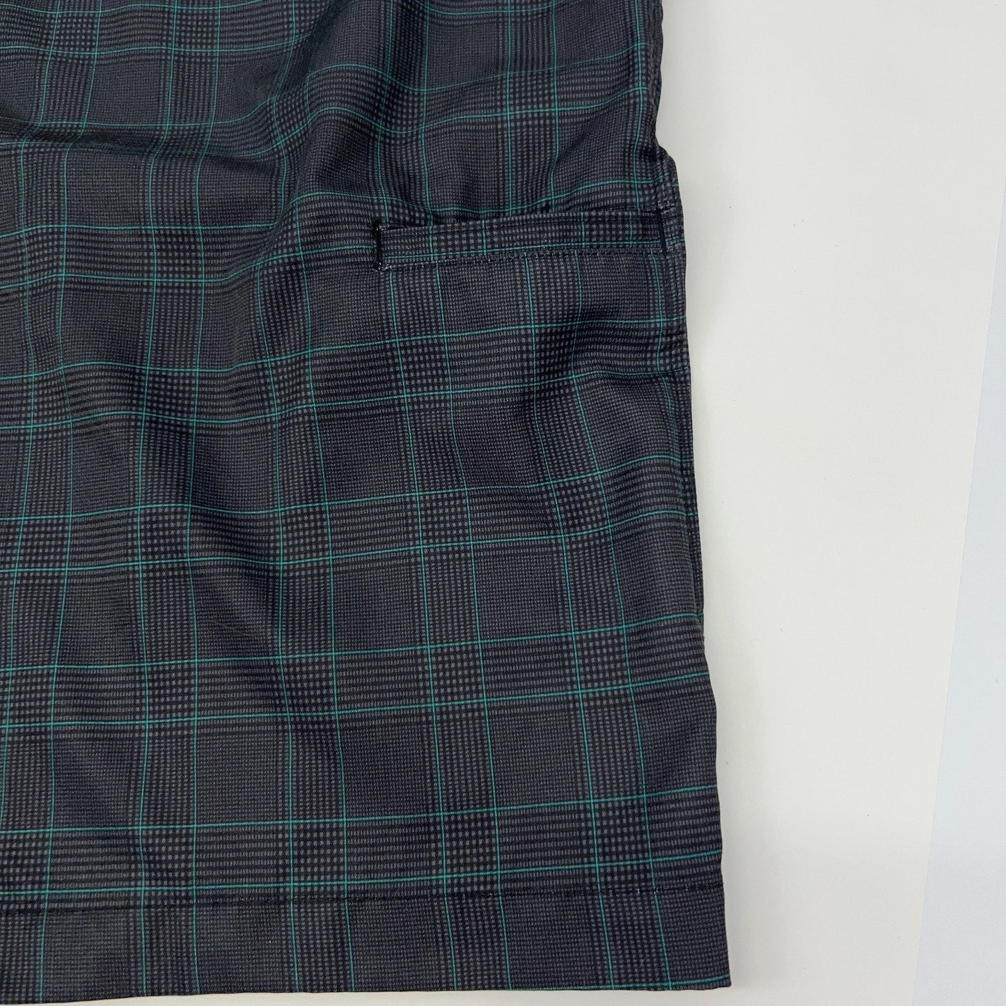 PGA Tour Plaid Golf Shorts Mens 36 Gray Teal Check Pattern Polyester Golfer