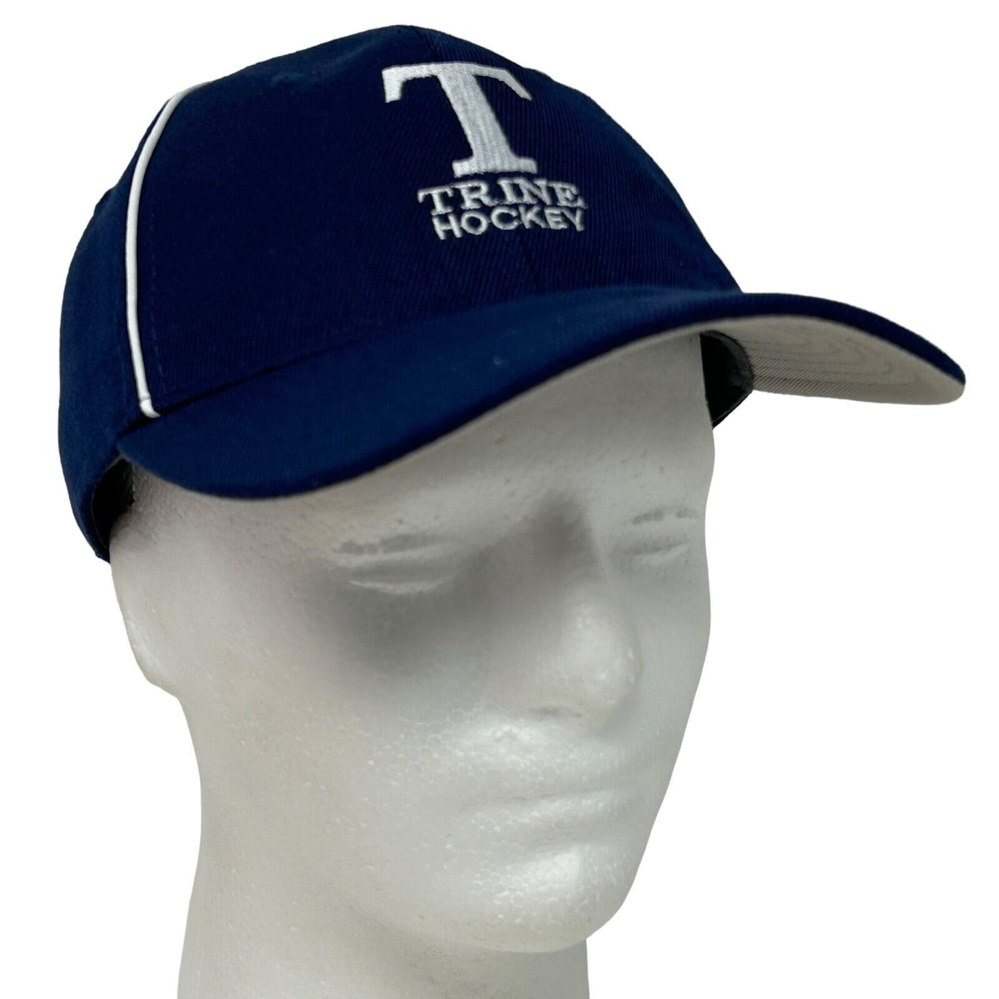 Gorra de béisbol de hockey Thunder de la Universidad Trine, con correa trasera azul y seis paneles