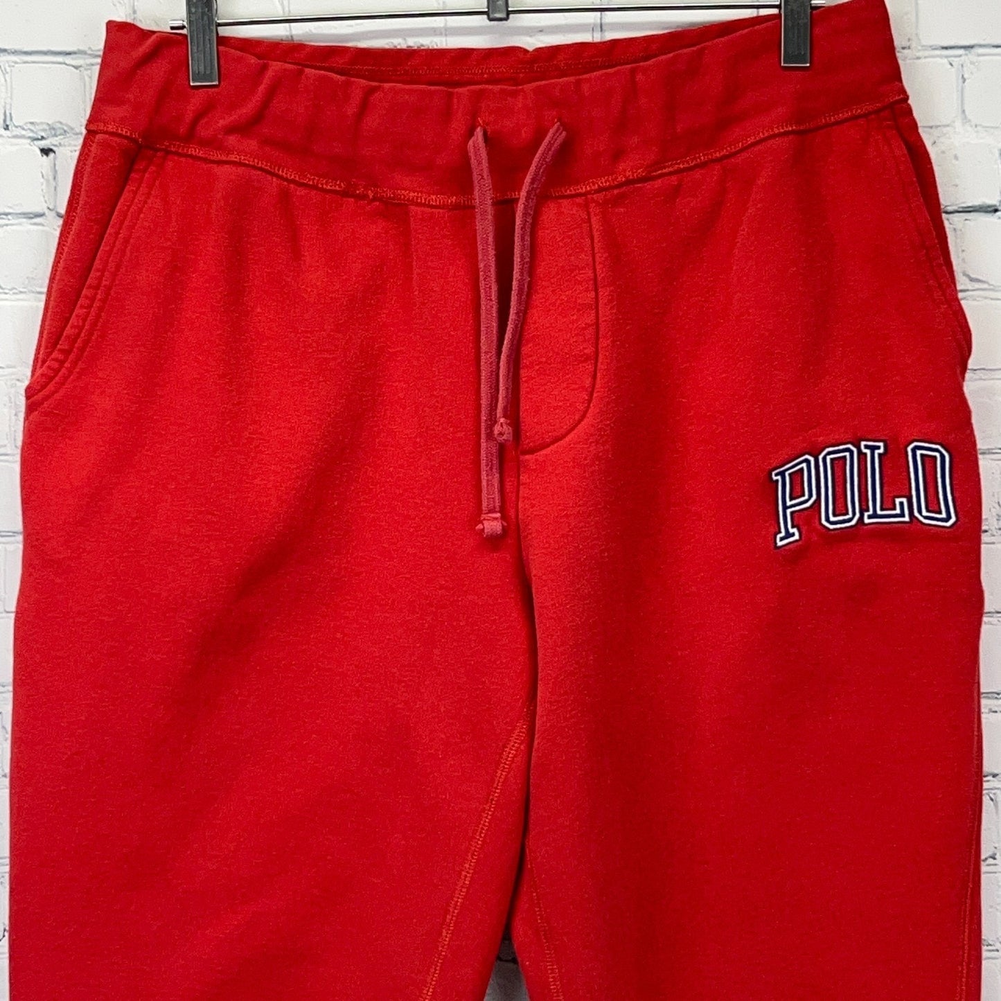 Polo Ralph Lauren Joggers Sweatpants Logo Spell Out Red Pockets Mens L Large