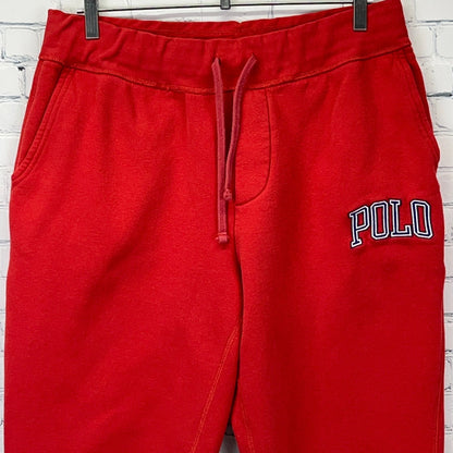 Polo Ralph Lauren Joggers Sweatpants Logo Spell Out Red Pockets Mens L Large