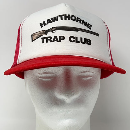 Vintage 80s Hawthorne Trap Club Trucker Hat Baseball Cap Shooting Snapback Red