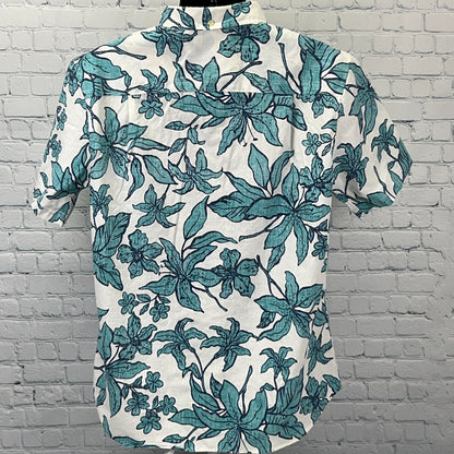 Reyn Spooner Aloha Luhiehu Button Front Shirt Floral White Hawaiian XL X-Large