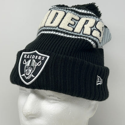 Las Vegas LV Raiders Cuffed Pom Pom Beanie Toque Winter Hat NFL New Era Black