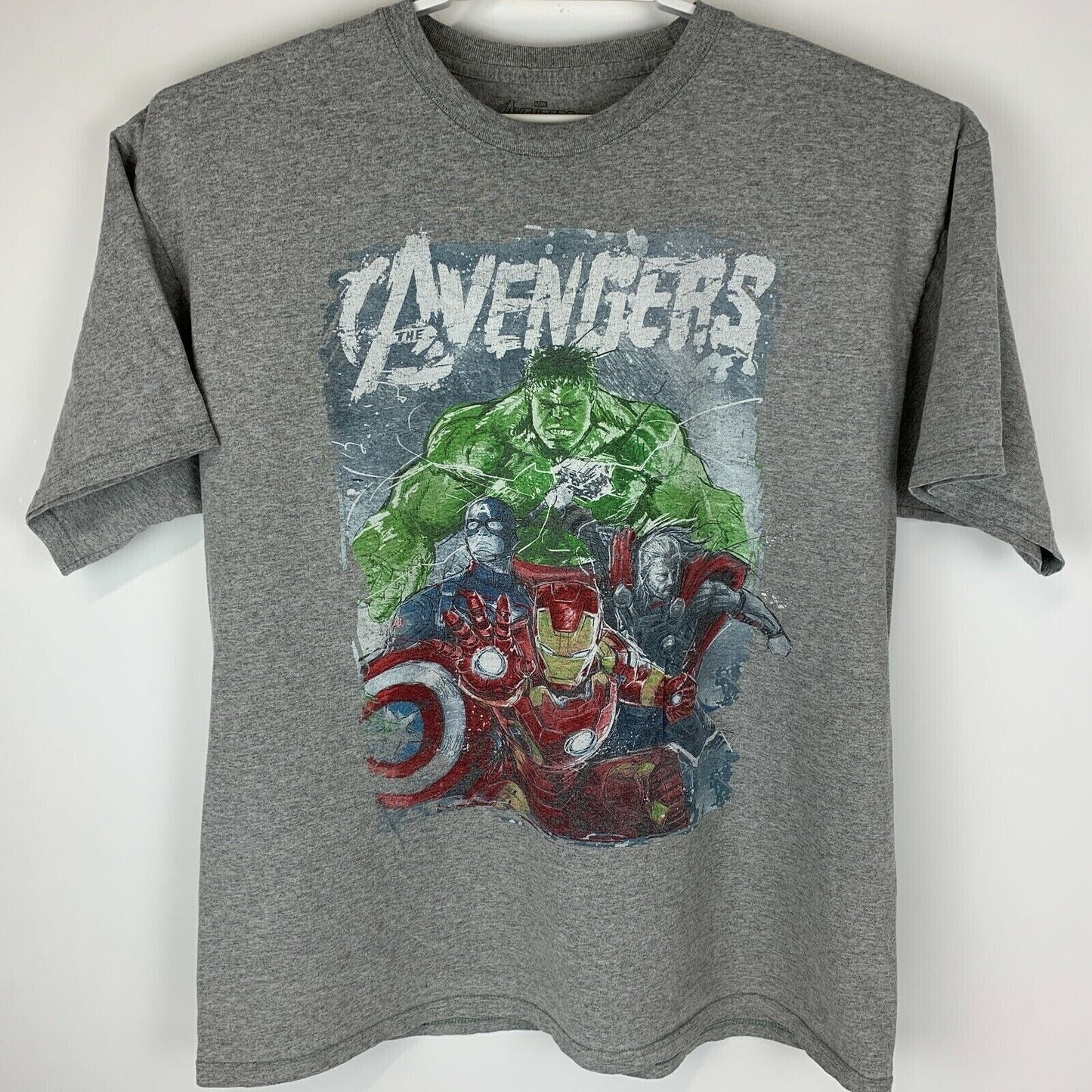 Marvel Comics Avengers T Shirt X-Large Captain America Iron Man Thor Mens Gray