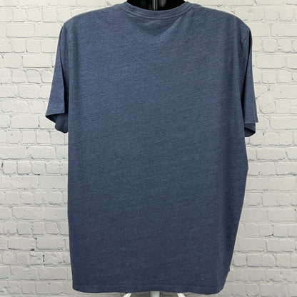 Lucky Brand Luckys Vintage Motorcycle Works T Shirt XXL 2XL Blue Biker Tee