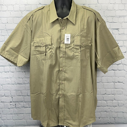 Horace Small Tactical Button Front Shirt Uniform SS Beige Tan Mens 3XL 19 1/2