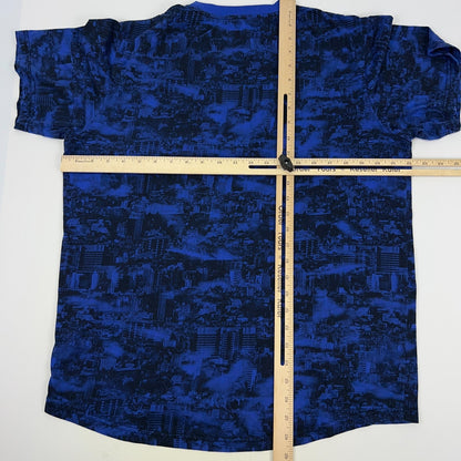 LRG Lifted Research Group City Scene T Shirt L Large Blue AOP All Over Print Tee