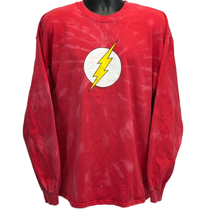 The Flash Logo Vintage 90s T Shirt XXL DC Comics Comic Book Long Sleeve Mens Red