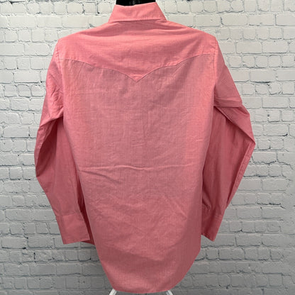 Vintage 70s Champion Westerns Pearl Snap Button Front Shirt Cowboy Pink M Medium