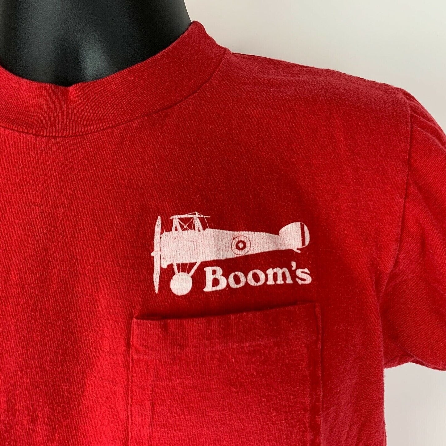 Vintage Boom Trenchards Flare Path T Shirt Mens Medium 70s San Diego USA Tee Red