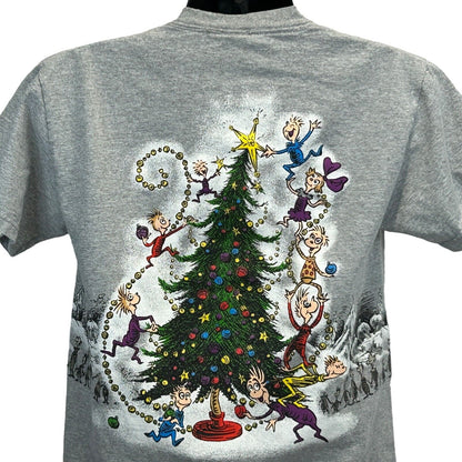 Camiseta de Dr. Seuss "Cómo el Grinch robó la Navidad" de estilo vintage Y2K para hombre, talla mediana, color gris