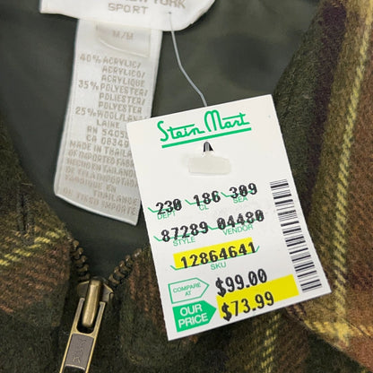 Vintage Jones New York Sport Womens Green Plaid Flannel Zip Shacket NWT M Medium