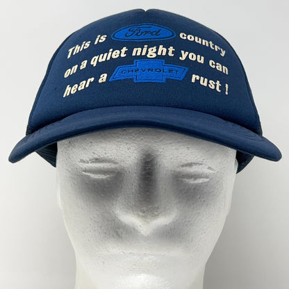 Vintage 80s This Is Ford Country Trucker Hat Baseball Cap Funny Snapback Blue