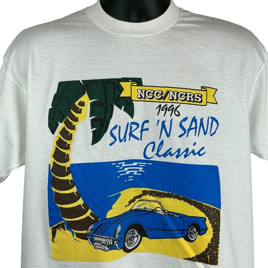 Camiseta clásica vintage Corvette Surf N Sand de los años 90, talla XL, talla XL, NCC, NCRS, para hombre, color blanco