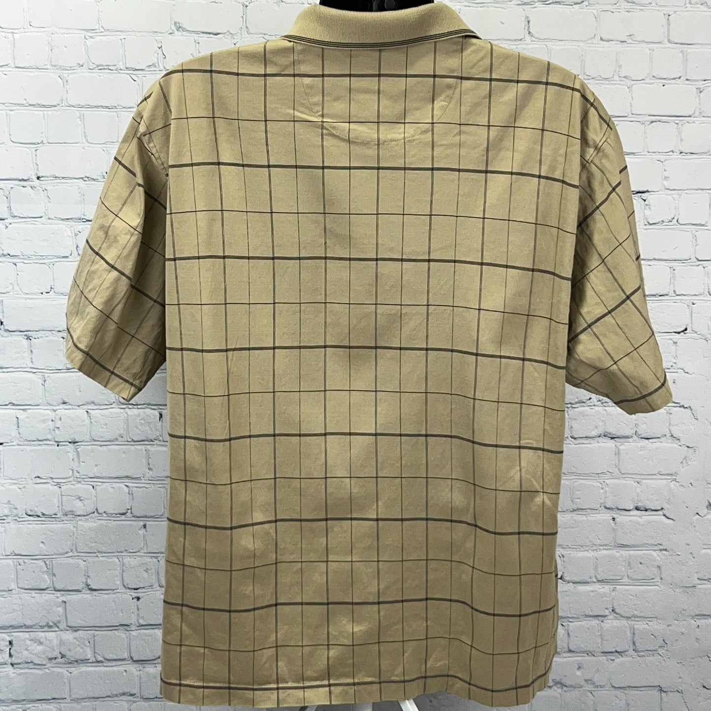 Donald J Trump Signature Collection Golf Polo Shirt Beige Check Mens XL X-Large