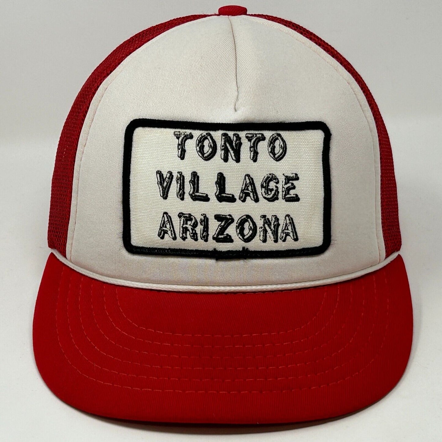 Tonto Village Arizona Trucker Hat Vintage 80s Red Mesh Snapback Baseball Cap