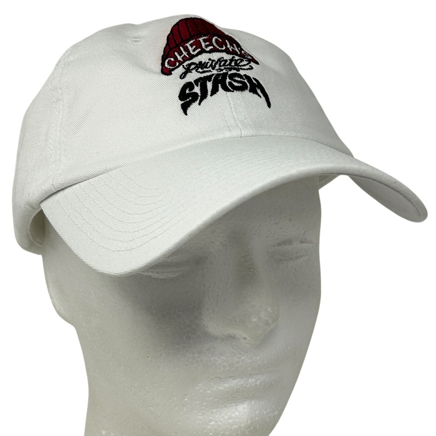 White Fahrenheit Baseball Cap featuring Cheechs Private Stash embroidered logo on the front
