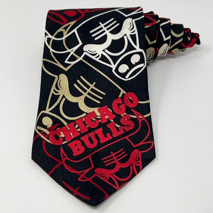 Ralph Marlin Vintage Necktie Black Red Chicago Bulls Design