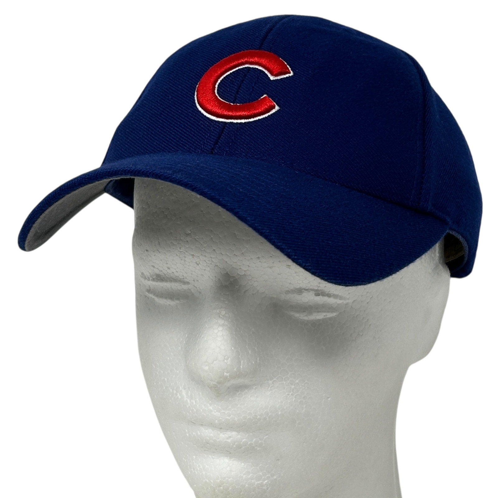 Navy Chicago Cubs Hat with Red 'C' Logo on Front, Adjustable Size, Front View