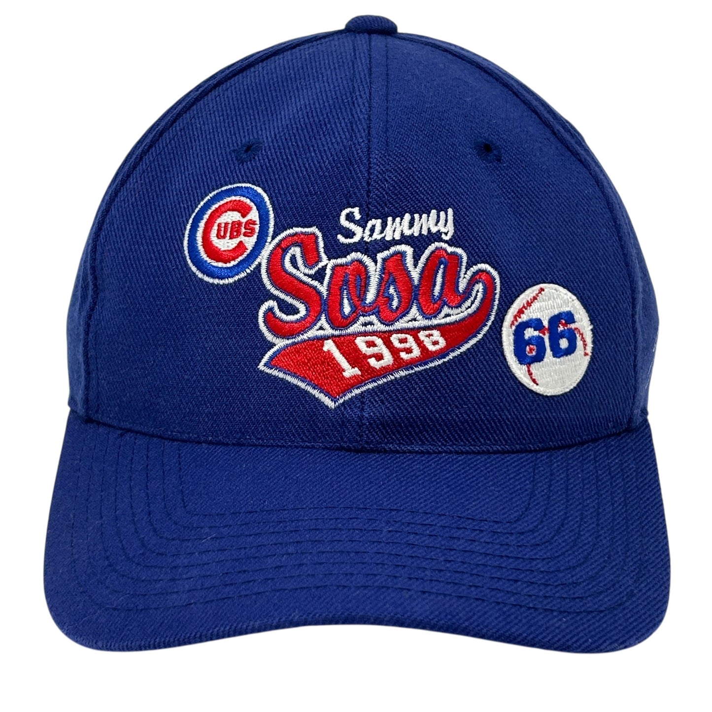 Chicago Cubs Sammy Sosa 1998 Blue Cap with embroidered logo and baseball patch on the front