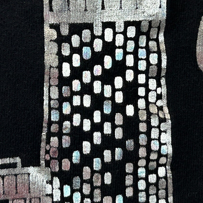Oneita vintage Chicago T-shirt in black with abstract silver design, front view