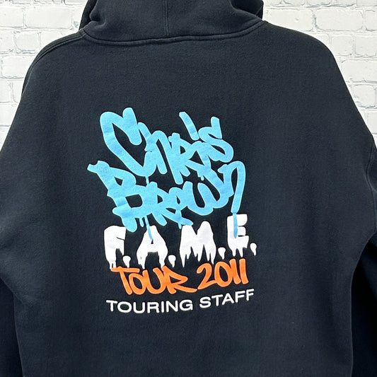 Black J. America Chris Brown Hoodie featuring colorful Tour 2011 graphic on the back