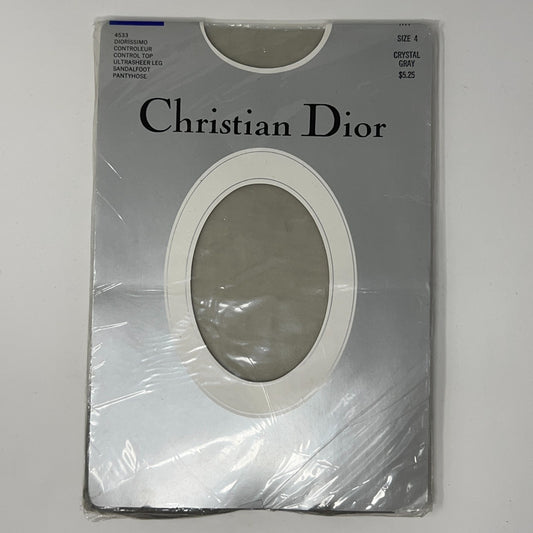 Dior 1980s Vintage Christian Dior Control Top Pantyhose in Crystal Gray Size 4 Front View