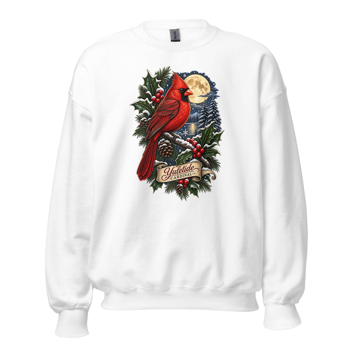Neonvtg Christmas Cardinal T-Shirt in white with a festive cardinal design for a vintage holiday look