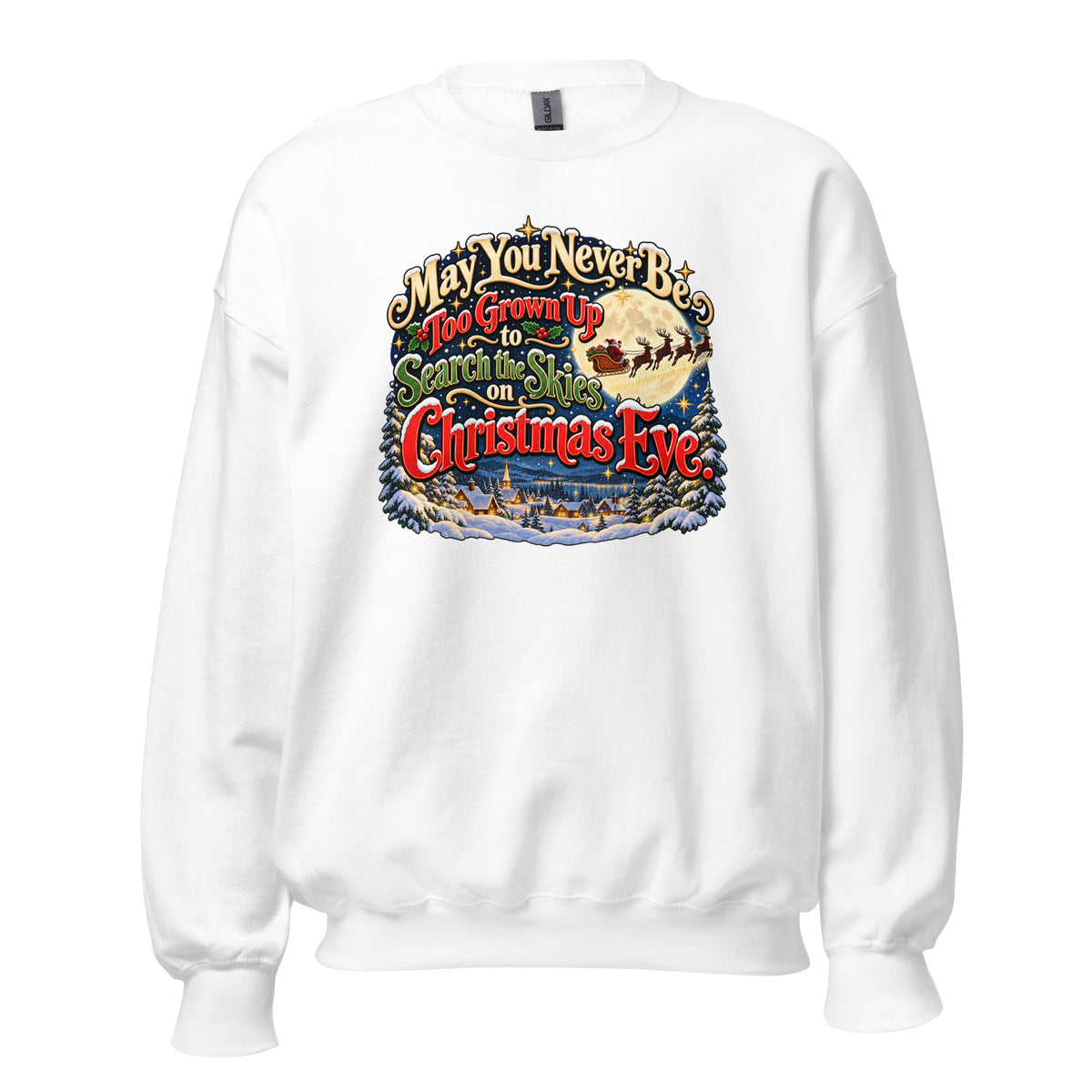 Neonvtg white Sweatsshirt with a colorful Christmas Eve graphic print and vintage design