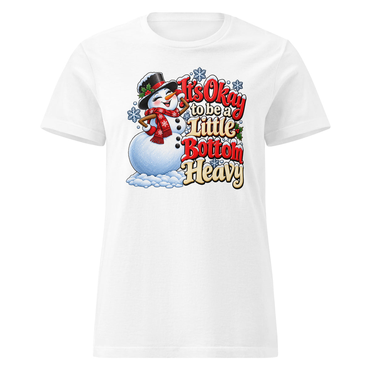 Neonvtg white T-shirt featuring Christmas Snowman graphic with playful text