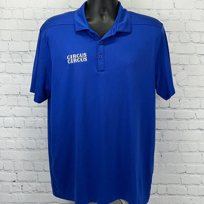 Sport-Tek Circus Circus Blue Polo Shirt, Short Sleeves, Front View with Logo