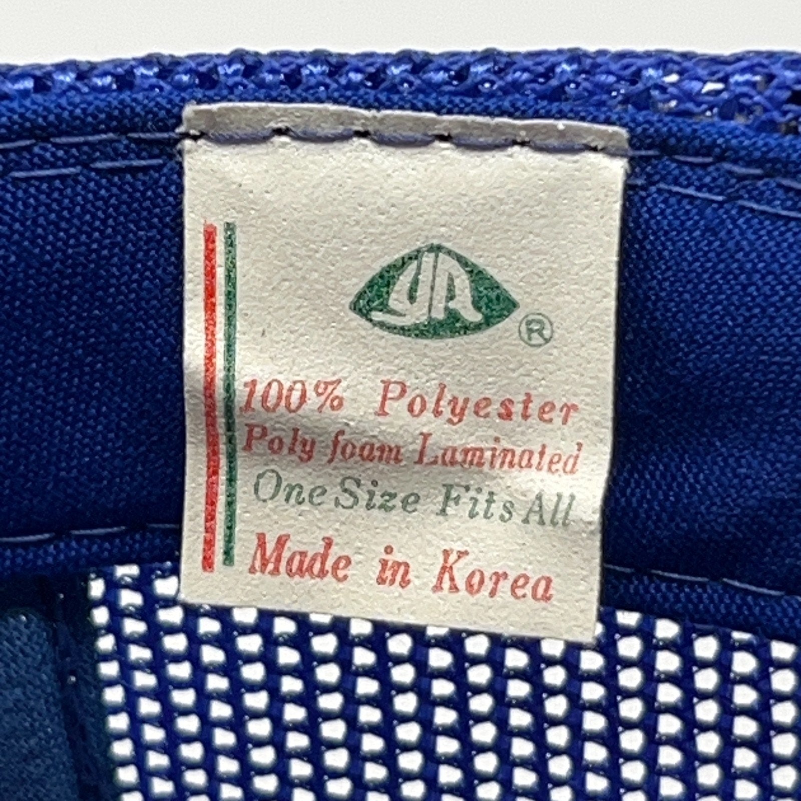 Vintage trucker cap hat in blue, one size fits all, front view