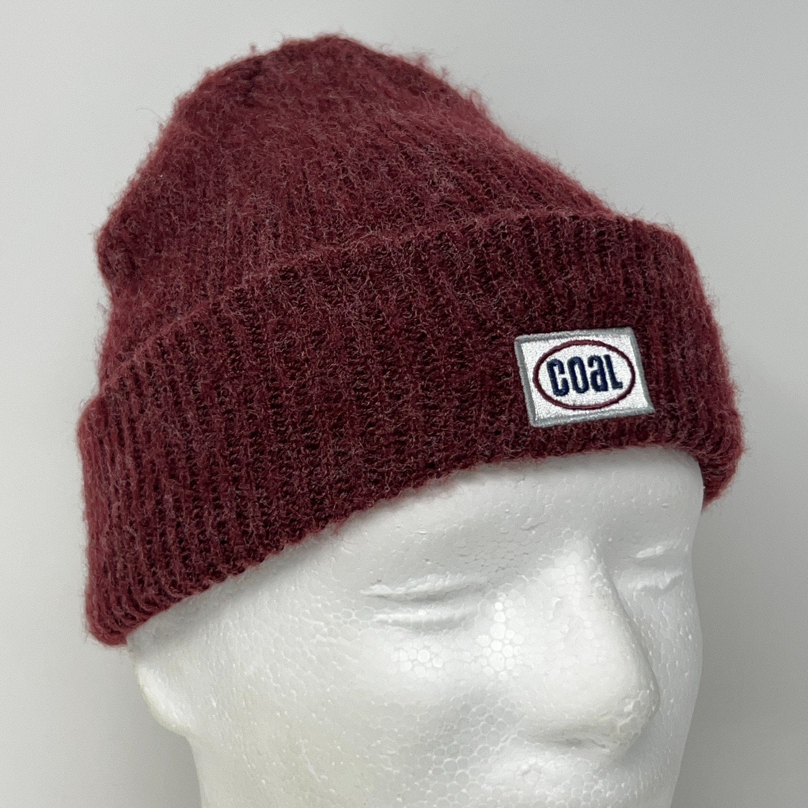 Maroon Coal Headwear Beanie Hat with Logo Patch View from Front