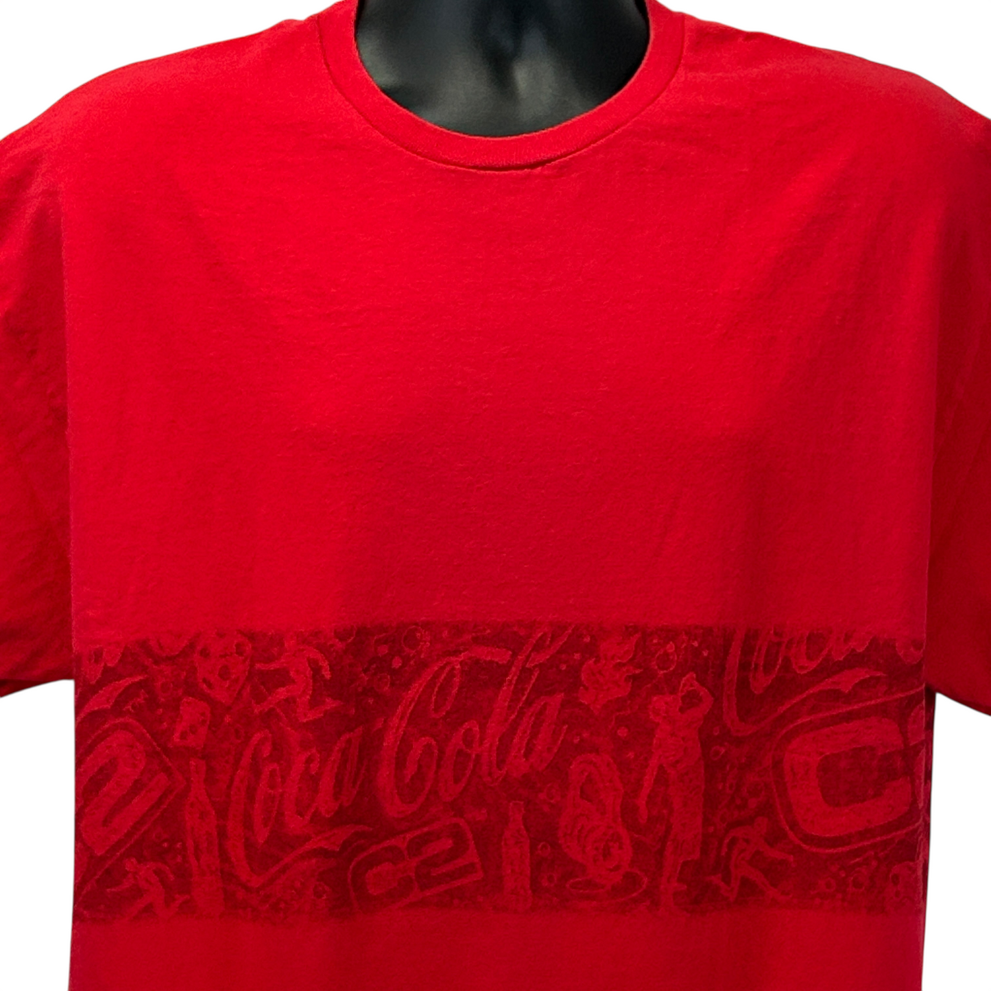 Hanes red Coca Cola C2 T-shirt in large size featuring a bold graphic design