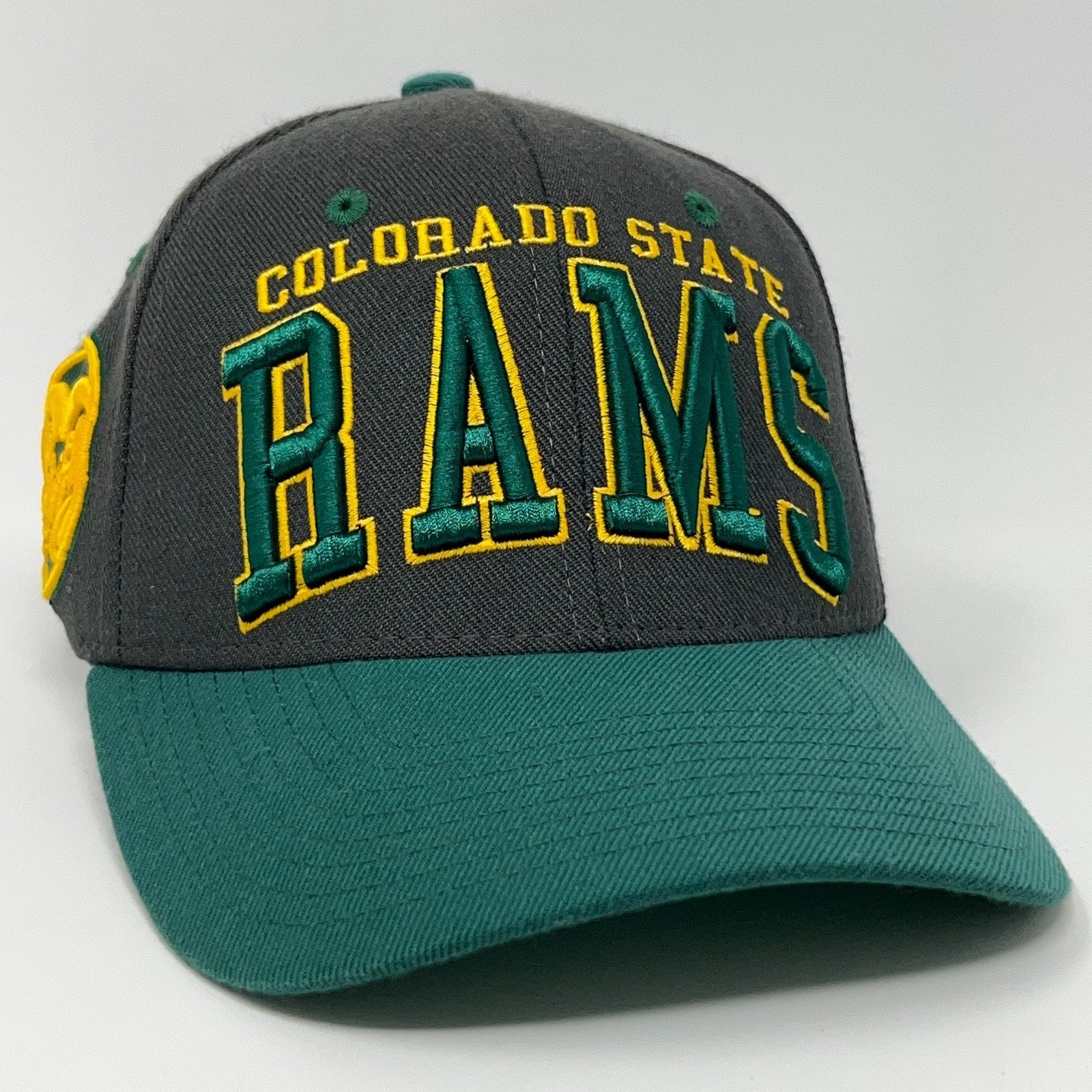 Zephyr Colorado State Rams Gray Cap with Green Brim and Embroidered Logo, Front View